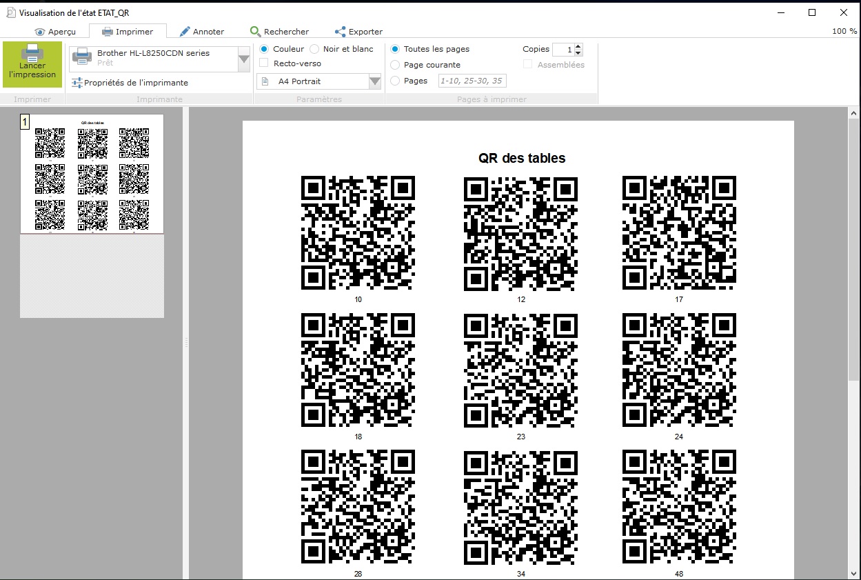 Page QR Code ajout